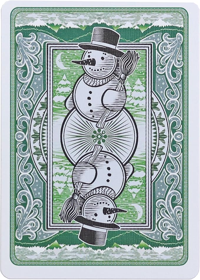 Holiday-Themed Snowman Bicycle Playing Cards Set of Decks - Winter Carnival Red & Green for Christmas Card Games & Festive Poker Nights