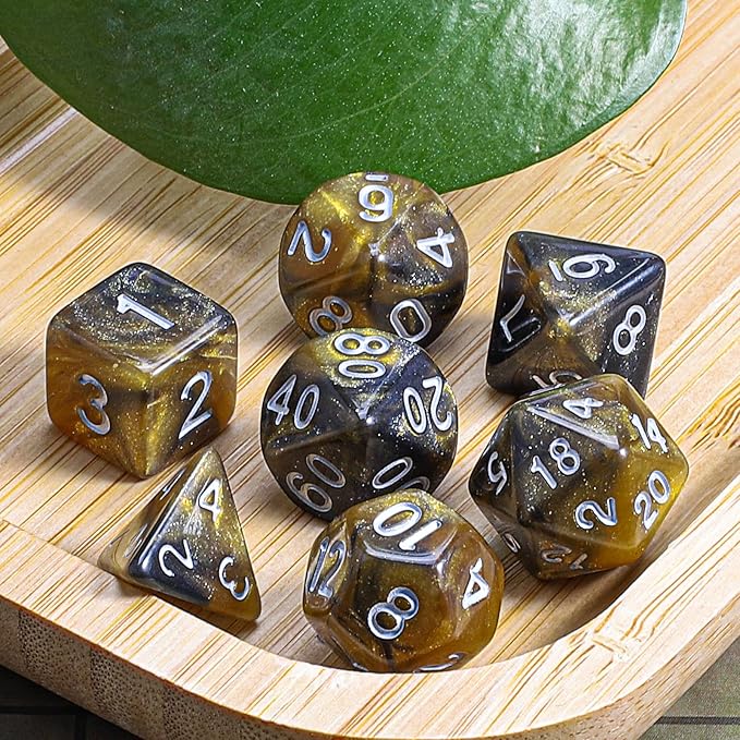 CiaraQ DND Polyhedral Dice Set with a Black Dice Bag for D&D RPG MTG Role Playing Table Games