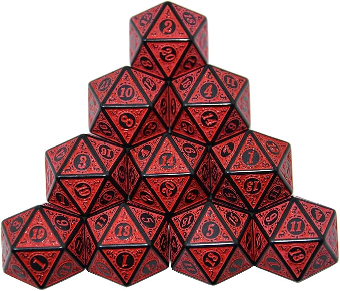 SmartDealsPro 10-Pack Retro 26mm Large 20 Sided Dice D20 Polyhedral Dice for DND RPG MTG Table Game(Retro Red)