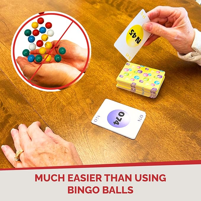 MR CHIPS Professional Plastic Coated Bingo Cards - Deck of 75 Playing Calling Colorful Reusable for Games on The go!