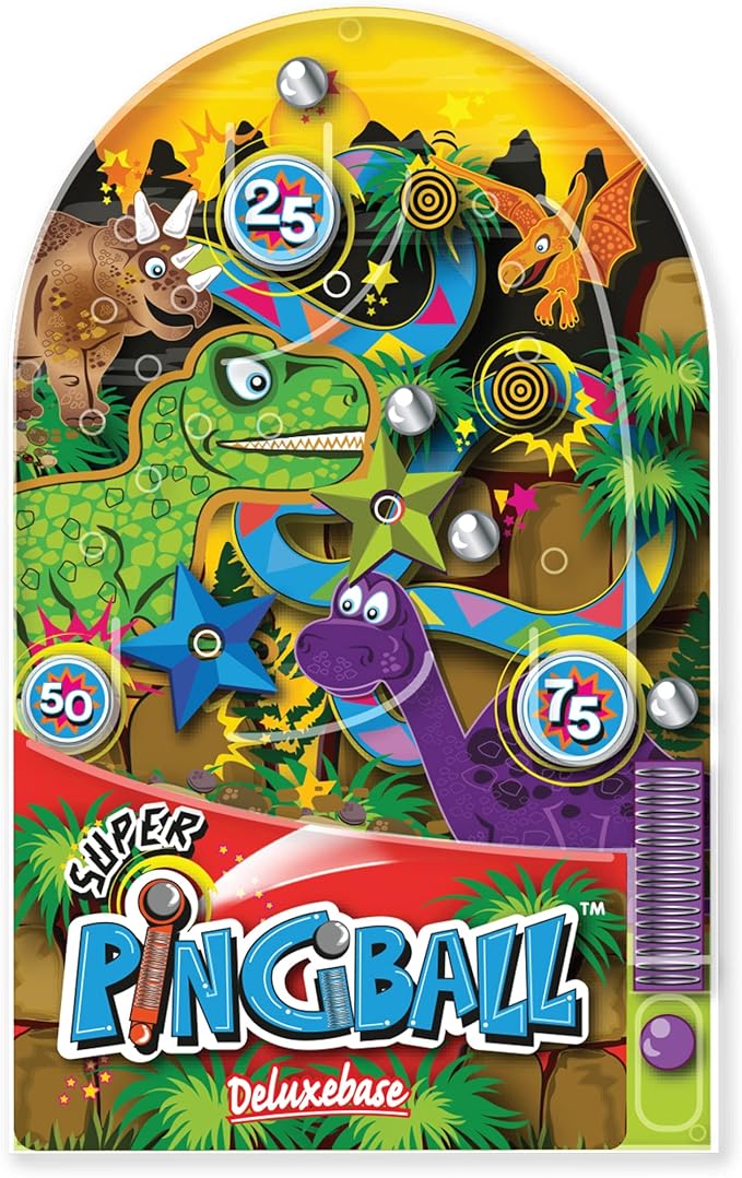 Pingball - Dinosaur by Deluxebase. Classic Retro Handheld Arcade Toy, Pinball Small Travel Game for Kids, Non-Electronic Games for Great Gifts and Party Favors.