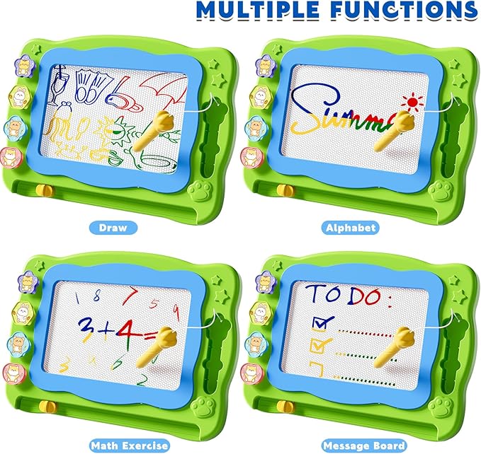 Magnetic Drawing Board Large Doodle Board Toddler Toys for Girls Boys 3 4 5 6 7 Year Old Kids, Montessori Preschool Educational Travel Toys Gifts Etch A Colorful Sketch Magnet Erasable Writing Pad