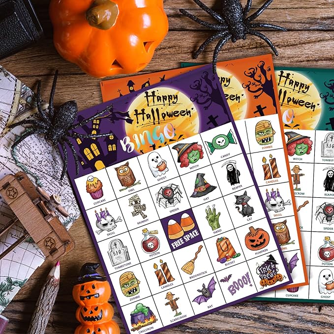 VESPRO 46PCS Halloween Bingo Game Cards for 30 Players Halloween Party Games for Kids Party Classroom Activities