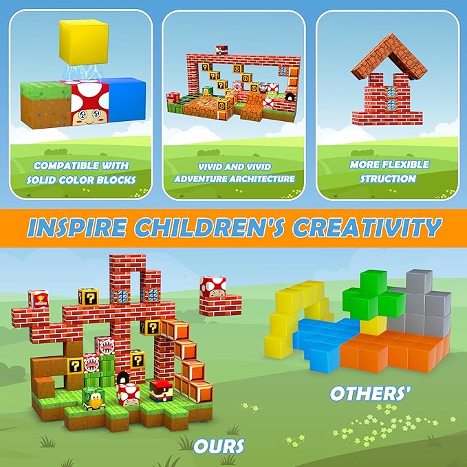 Magnetic Blocks - 200PCS Build 3D Magnet Building Toys World with Magnetic Tiles, STEM Kids Sensory Toys, Toy Magnet Building Set B-Day Gifts for Age 3 4 5 6-10 Year Old Boys Girls