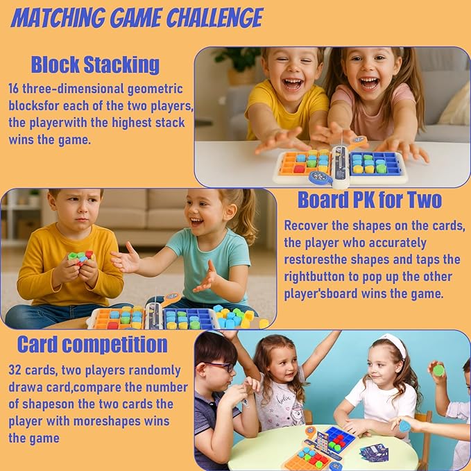 2025 New Shape Matching Game for Kids 4-6 6-8 8-12, Pop up New Board Games for 1 2 Player,Classic Strategy Child Travel boardgame for Family Fun Perfection for Training Reaction and Speed