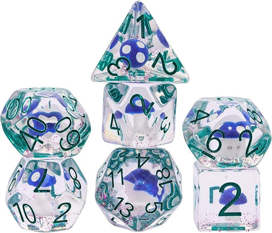 UDIXI 7PCS Polyhedral Dice Set, Mushroom D&D Dice Set for Dungeons and Dragons Role Playing Dice Games and DND RPG Tabletop Games (Dark Purple)
