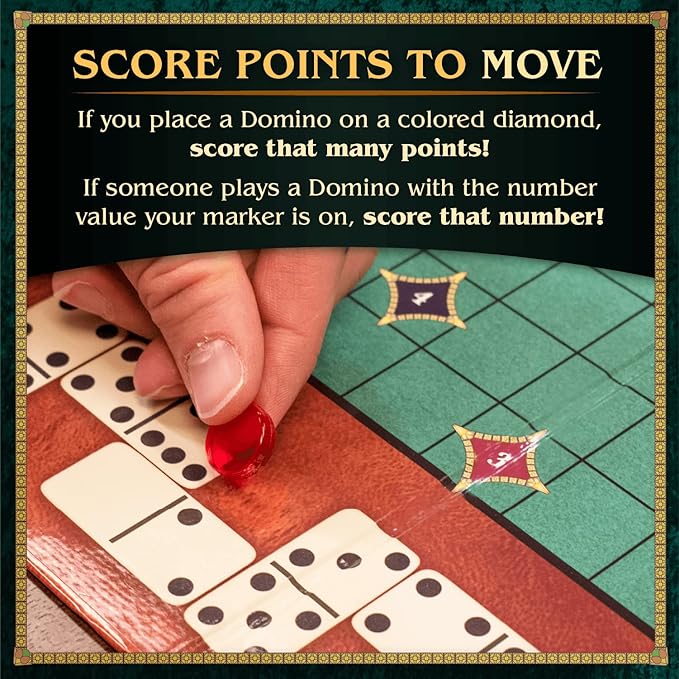 Calliope Games Double Double Dominoes - Mexican Train Domino Board Game With a Twist - Family Game For Game Night -2-4 Players