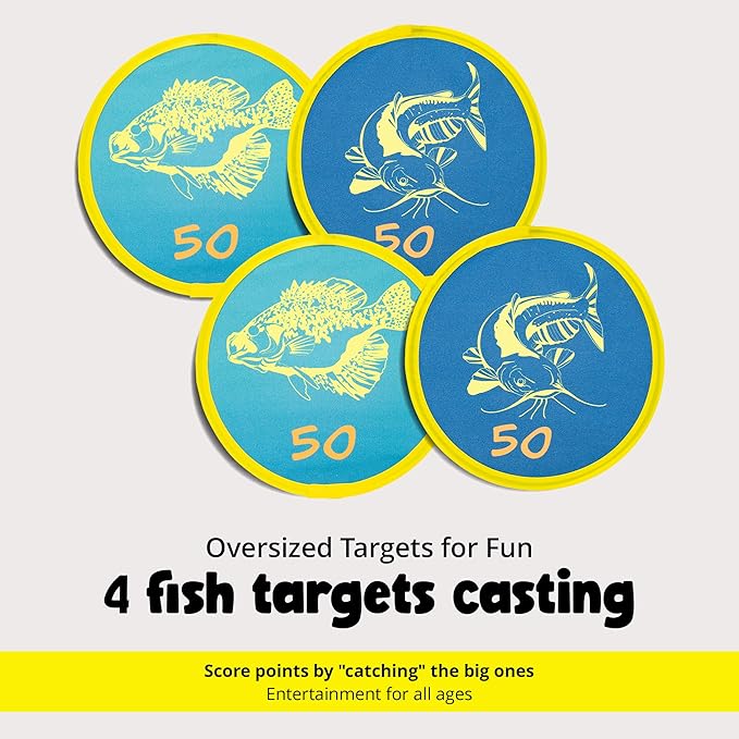TruCast Fishing Game, Lightweight and Portable Kids Fishing Game with 4 Foldable Fish Targets, Kids Fishing Rod, Easy to Set Up, Perfect for Backyard Parties, Camping Trips, Beach Vacations