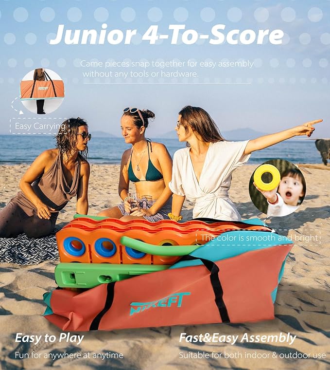 Jumbo 4 in a Row Game Set,4FT Giant Game Set with Carry Bag&44 Pieces Rings&Cup Holder,Indoor/Outdoor Yard Game for Kids & Adults-Fun Family&Party Game-Boosts Brain Power(Orange&Green)