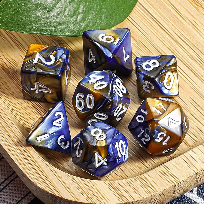 CiaraQ DND Polyhedral Dice Set with a Black Dice Bag for D&D RPG MTG Role Playing Table Games
