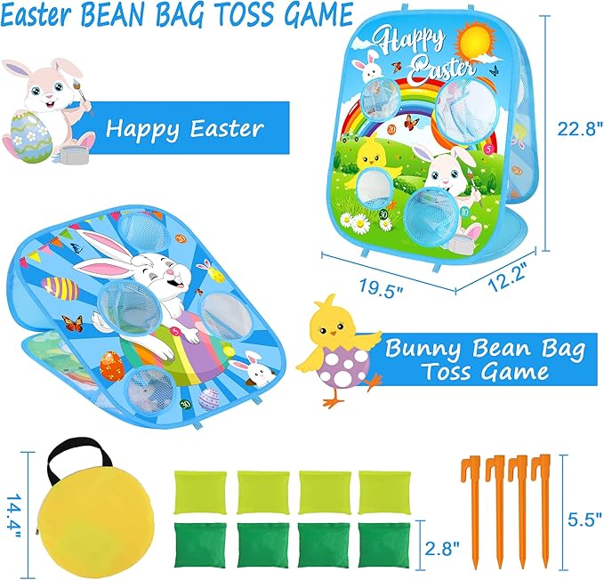 Easter Bean Bag Toss Games for Kids Indoor Outdoor Easter Party Games for Boys Girls Adults Carnival Yard Game for Kids Ages 3 4 5 6 7 8 Egg Hunt Party Favors Supplies