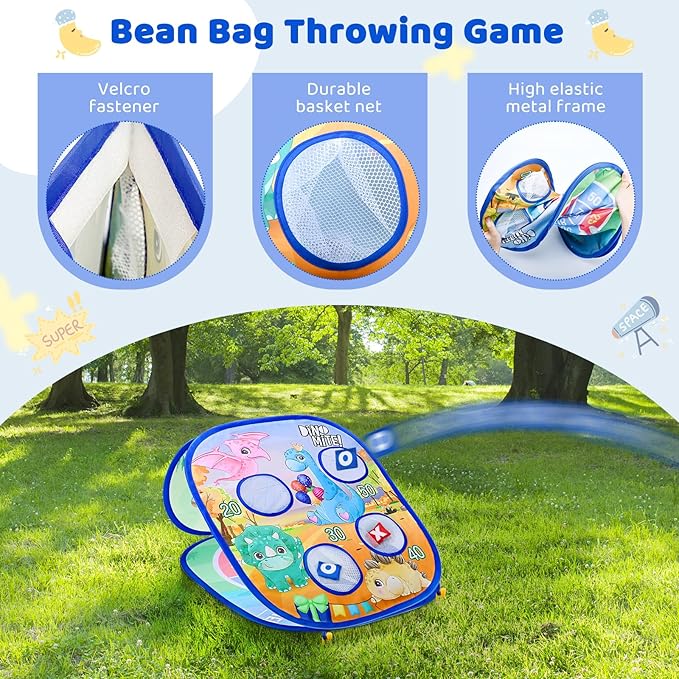 Animal 5 in 1 Bean Bag Toss Game for Kids - Cornhole Game Set Dinosaur/Unicorn Backyard Beach Yard Outdoor Toys Boys Girls Birthday Party Supplies for Toddlers Ages 3 4 5 6 Year Old