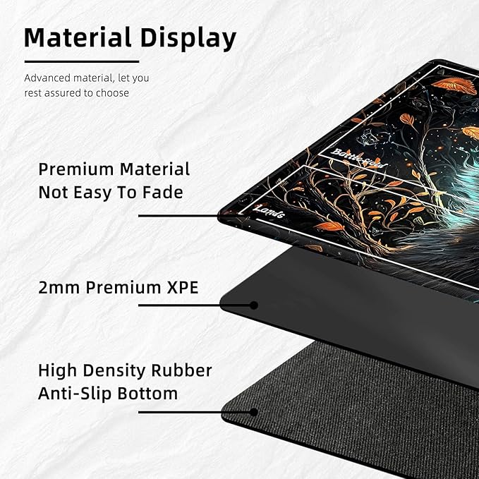 for MTG Playmat with Zones Storage Bag, for TCG Playmat and Playing Card Mat for Magic Board Games, Beautiful Fox Non-Slip Stitched Edges Game Mat, Rollable Foldable Card Playmats
