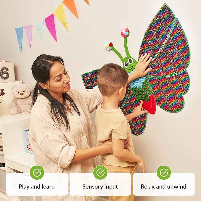 Sensory Wall Panel | Sequin Busy Board for Sensory Room and Daycare | Montessori Toys and Activity | Autism Mats and Squares for Toddlers and Kids