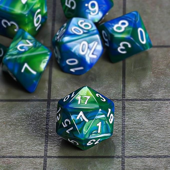CiaraQ DND Polyhedral Dice Set with a Black Dice Bag for D&D RPG MTG Role Playing Table Games