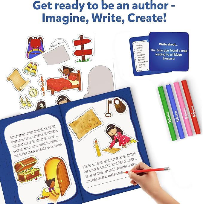 Skillmatics Storybook Art Kit - All My Adventures Art Kit for Kids, Write & Create Adventure Stories, Creative Activity for Boys & Girls, DIY Kit, 300+ Stickers, Gifts for Ages 5, 6, 7, 8, 9, 10
