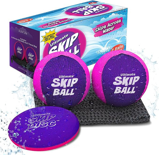 Activ Life The Ultimate Skip Ball – Water Bouncing Ball (2 Pack) Create Lasting Memories with Your Friends & Family at The Beach, Lake or Pool - Great for All Ages