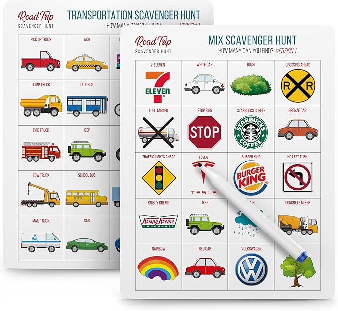 WELL BALANCED Car Bingo - Road Trip Essentials: Car Activities and Games for Kids Ages 4-8