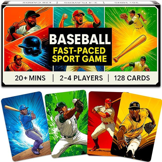 QUOKKA Baseball Fast-Paced Card Game for Kids & Adults – 128 Cards & Easy Rules – Quick & Fun Matching Game – 2-8 Players – Ages 8+ – Perfect for Family Games Night, Travel and Parties