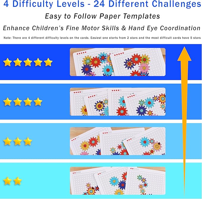 Montessori Gear Puzzle Game, Wooden Colorful Gears and Screws, Montessori-Inspired Learning, Educational Learning & Fine Motor Skills, for 3 4 5 6 7 8 9 Year Old
