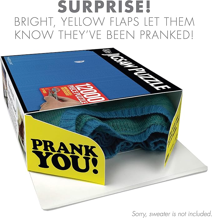 Prank-O 12,000 Piece Jigsaw Puzzle - White Elephant Gifts for Adults, Empty Box, Gag Gift Box for Puzzle Lovers, Joke Gifts for Christmas, Holidays, Parties