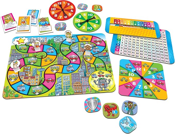 Orchard Toys Moose Games Times Tables Heroes. an exciting Multiplication Game, Superhero Play. for Ages 6-9 and for 2-4 Players
