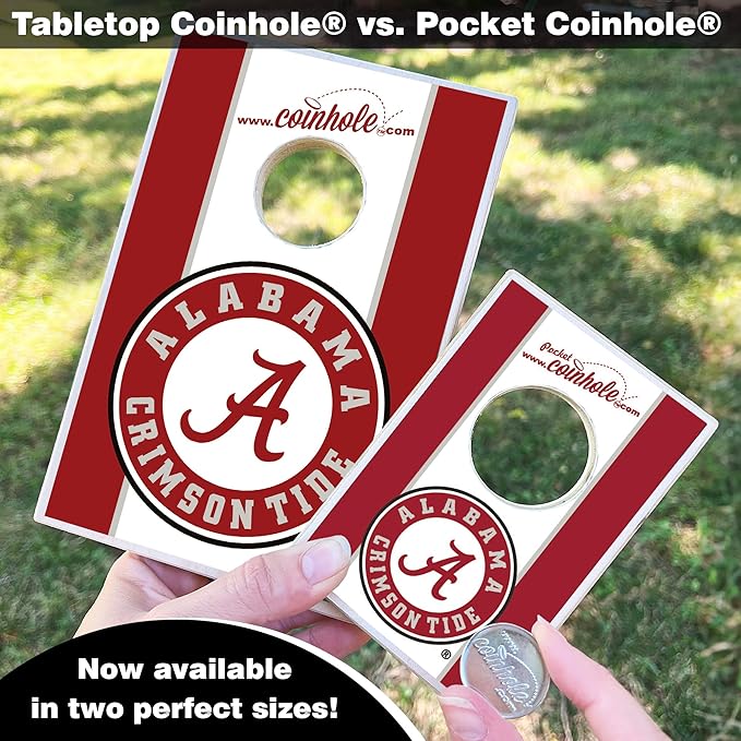 Tabletop Cornhole Game Set | Officially Licensed College Mini Football Cornhole Board Game | Includes Coins