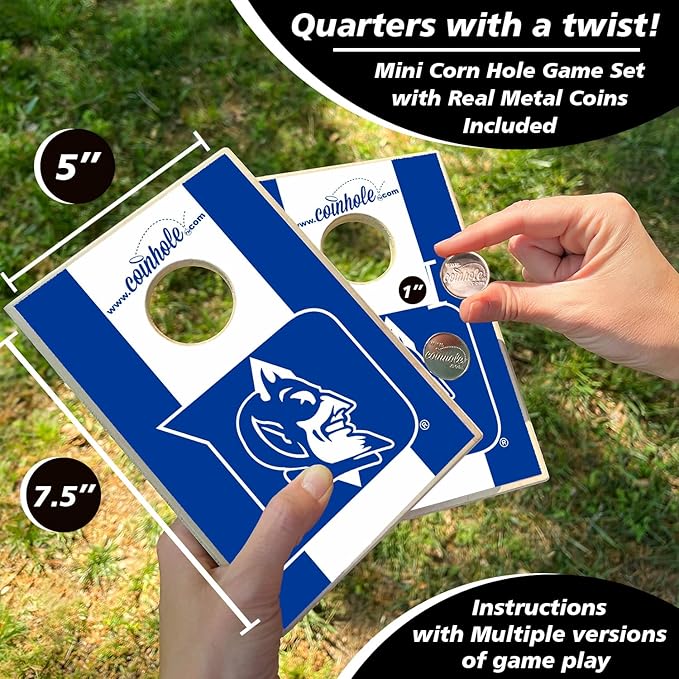 Tabletop Cornhole Game Set | Officially Licensed College Mini Football Cornhole Board Game | Includes Coins