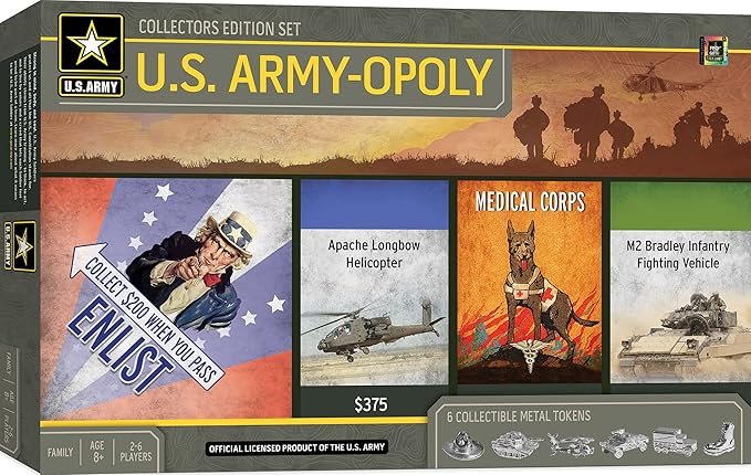 MasterPieces Opoly Board Games - U.S. Army Opoly - Officially Licensed Board Games For Adults, Kids, & Family