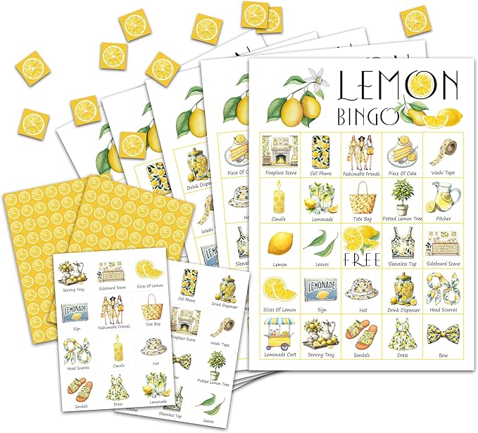 Lemon Bingo - 24 Player Bridal & Baby Shower Game