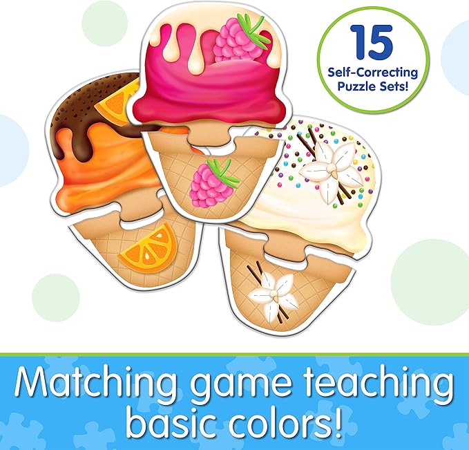 The Learning Journey: My First Match It - Ice Cream Colors - 15 Piece Self-Correcting Matching Puzzles - First Learning Toys for Toddlers 2-5 - Award Winning Toys
