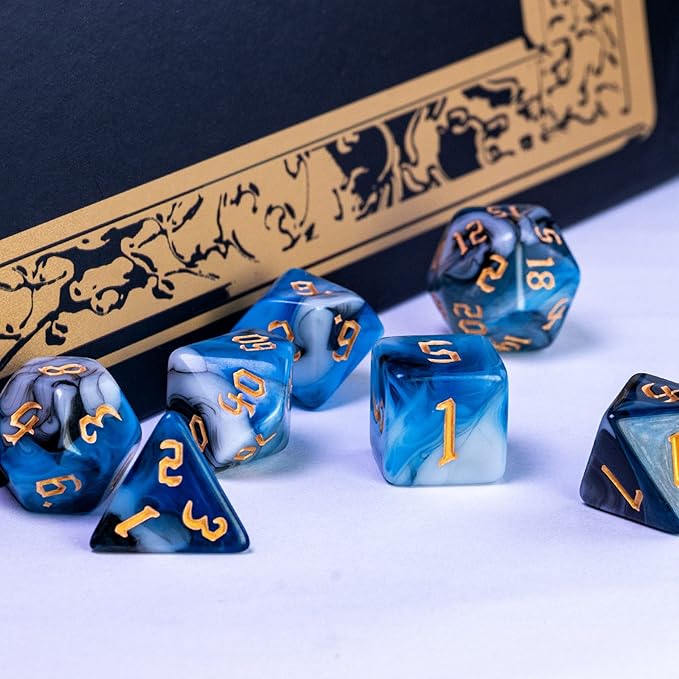 5 Sets DND Dice Polyhedral Dice Set (35pcs) with 1 Large Leather Bag, D&D Dice Set for Dungeons and Dragons, RPG, MTG Table Games. (5Sets-Tricolor)