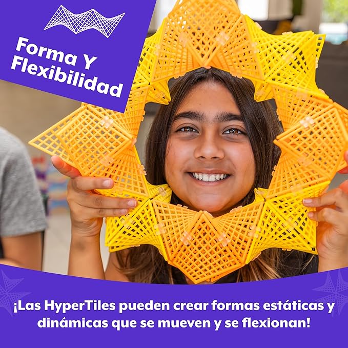HyperTiles Hyperbolic Building Toy - 3" x 3" STEM Educational 3-Dimensional Adventure: 48 Tiles & 80 Connectors for Logic & Creativity - Infinite Shapes that Flex and Hinge - by Fun In Motion Toys