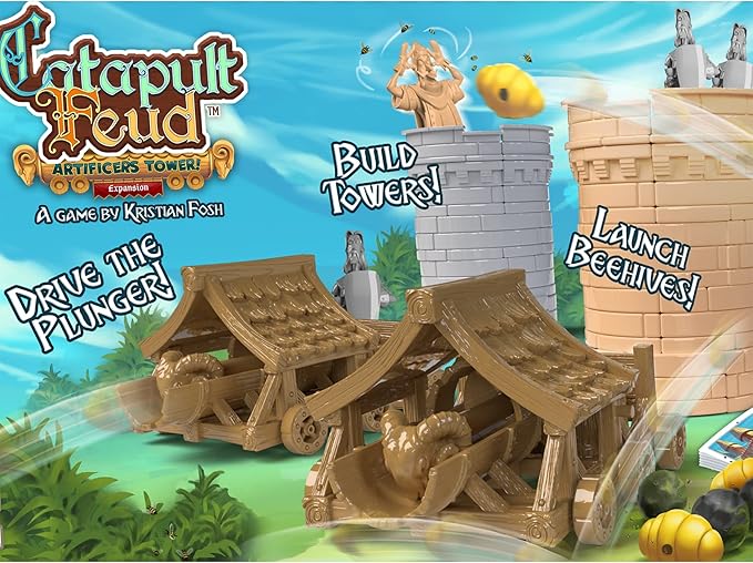 Play All Day Games: Catapult Feud Game Artificer’s Tower, Expansion, Base Required to Play, 30 to 45 Minute Play Time, 2 Player Game