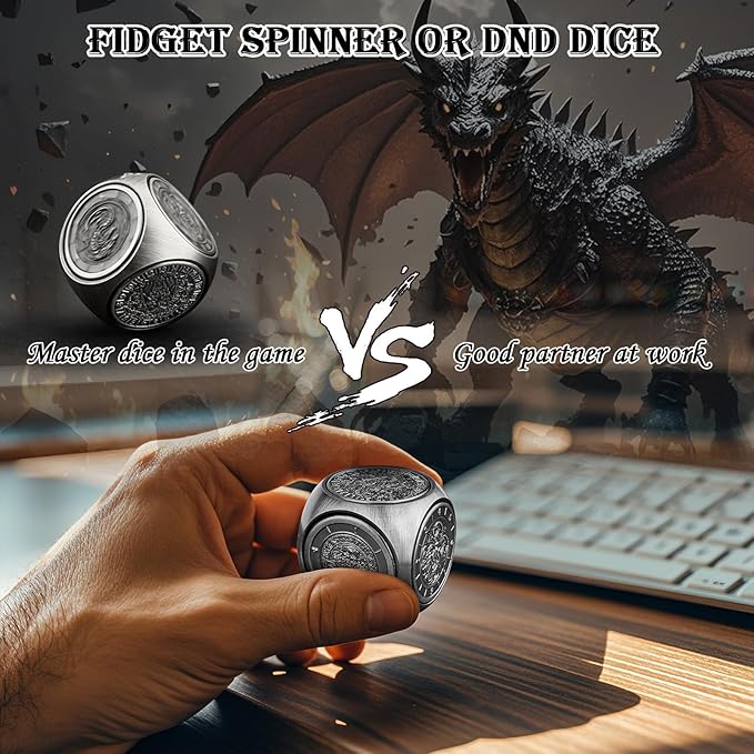 Haxtec Spinner Dice 7-in-1 Metal DND Dice Set Unique Dice Spinner Goblins Metal D&D Die for Dungeons and Dragons DND Gifts