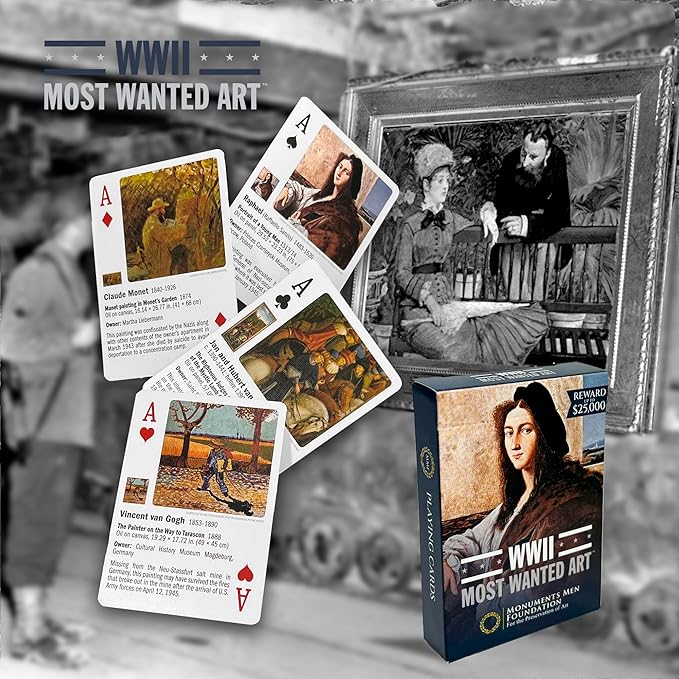 Monuments Men and Women Standard Poker Playing Cards with Cultural Objects & Works of Art Theme Premium 54 Card Full Deck with Jokers, Casino Fun Game Night for Friends and Family Gatherings