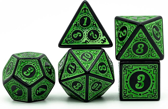 DND Dice Set -D&D Polyhedral Dice (7 Pcs) with Black Dice Bag for Dungeons and Dragons Role Playing Dice Games RPGs (Dice-Green with Black Edge)