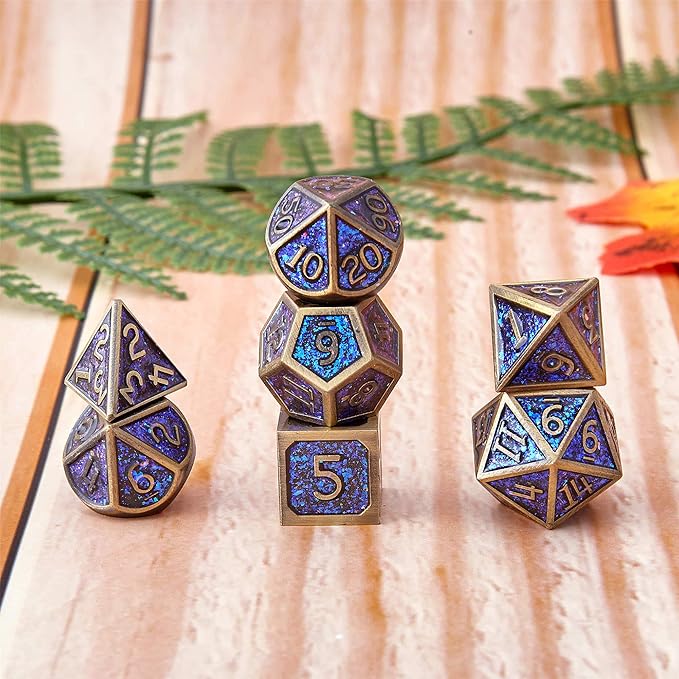 Metal Dice Set D&D Dragon and Dungeon Polyhedral Metal Dice, Punk Style Role-Play RPG Explorer MTG Pioneer Game DND Dice Set (7 Pieces)