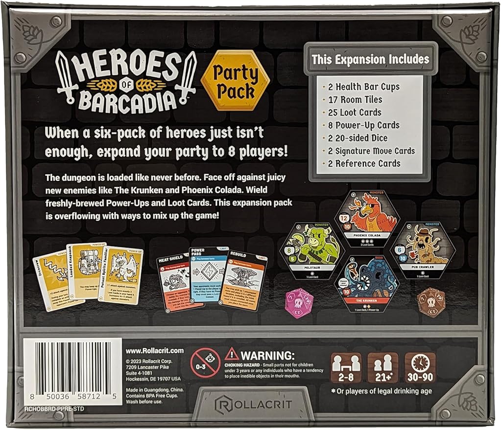 Party Pack Expansion: Add Two More Players to Your RPG Dungeon Exploration Drinking Games Night | New 1st Edition | A Party Games Board Games for Adults with DND Dice and Drinks!