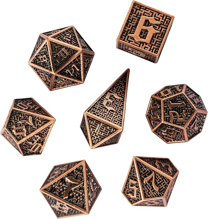 UDIXI Polyhedral Dice Set Metal DND Dice 7PCS Maze Carved Dungeons and Dragons Dice for Role Playing Dice Games