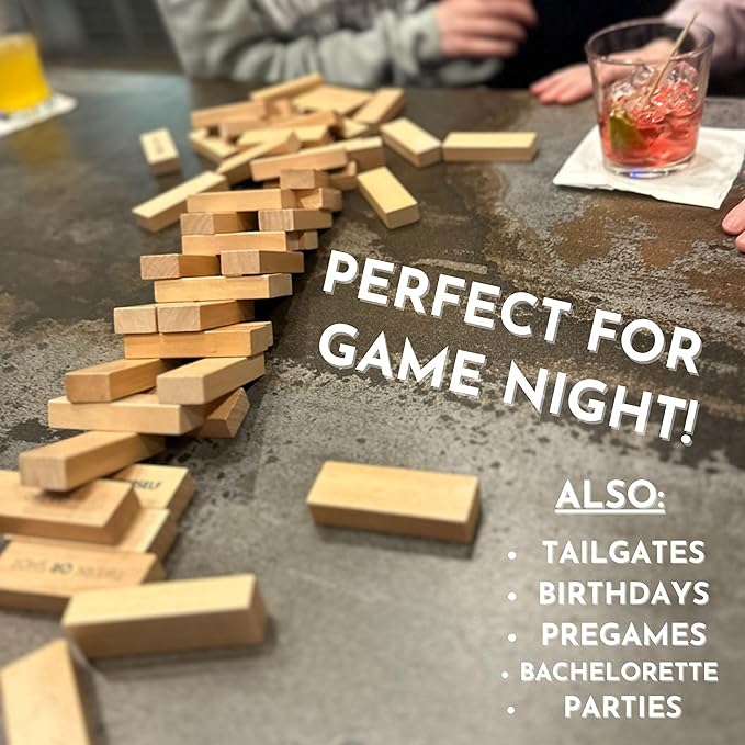 Adult Drinking Game - 54 Blocks with Hilarious Drinking Commands on 40 of Them | Perfect Party Starter | Entertaining Party Game for Adults | Novelty Funny Gift (Black)