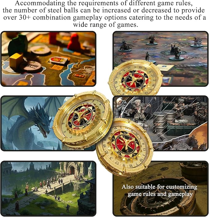 Unique DND Dice Random King, Magic Circle D and D Roulette Dice Spinner, 7-in-2 Dual-Spin Wheels DND Dice Set D20 D12 D10 D% D8 D6 D4 for Dungeons and Dragon, RPG Role Playing Game