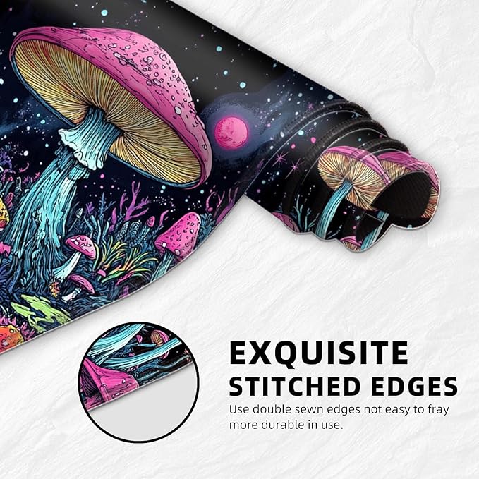 for MTG Playmat with Storage Bag, for TCG Playmat and Playing Card Mat for Magic Board Games, Non-Slip Colorful Mushroom Desk Mat, Stitched Edges Game Mat, Rollable & Foldable Card Playmat