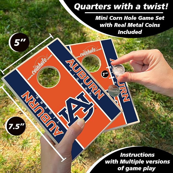 Tabletop Cornhole Game Set | Officially Licensed College Mini Football Cornhole Board Game | Includes Coins