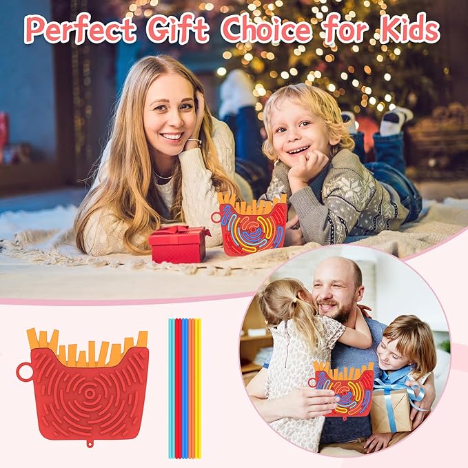 Silicone Sensory Activity Board,Double-Sided Busy Board for Fine Motor Skill,Fidget Toy for Calming, Stress, Anxiety, ADHD , Autism , Silent, No Mess , Kids 3+ & Adults(Chips,Red)