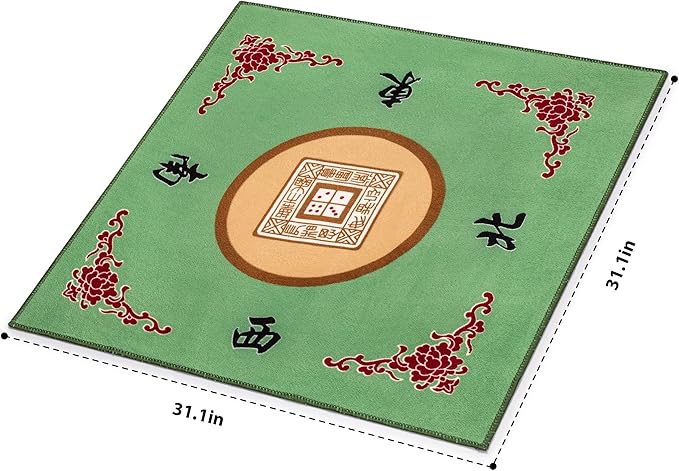Yellow Mountain Imports Mahjong Bundle - American Mahjong Set, Pepper with Pepper Green Soft Case and Green 33.5-inch Table Cover for Mahjong and Board Games