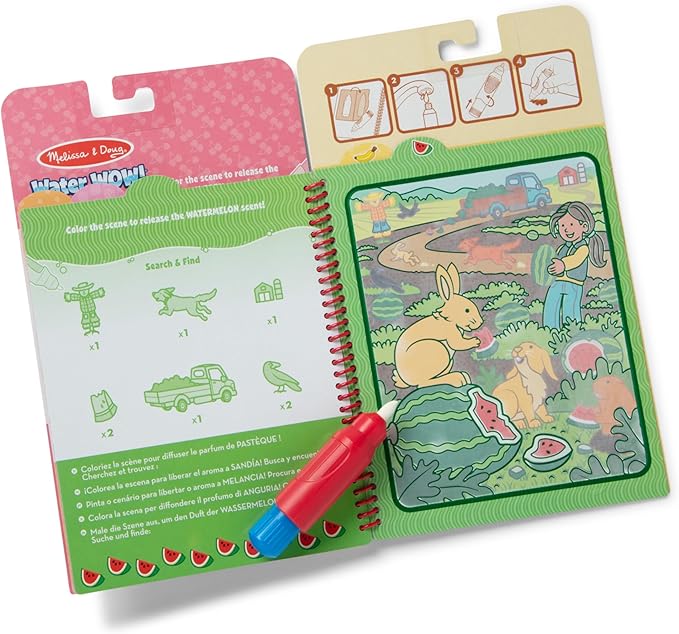 Melissa & Doug Scented Water Wow! Reusable Water-Reveal Coloring Activity Pad 2-Pack Bundle – Fruit, Treats