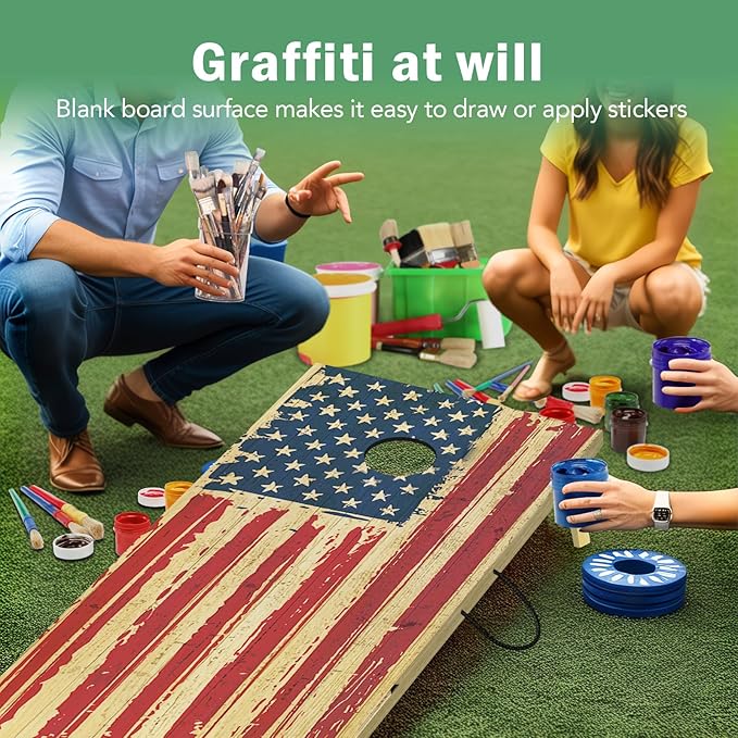Cornhole Board Set, 4 ft x 2 ft Regulation Size Corn Hole Game Set for Adults with Set of 8 Corn Hole Toss Bags and Carrying Case