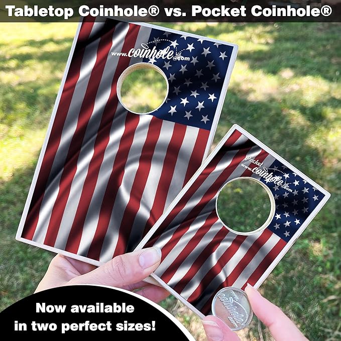 Desktop Coin Bouncing Party Set | Tabletop Cornhole Board | Small Travel Game Includes Coins