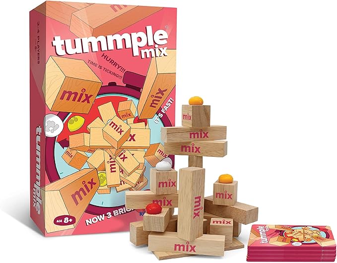 Mix - Wooden Block Stacking Tower Game – Fun Party Game & Family Board Game for Kids, Teens, & Adults – STEM Educational Game